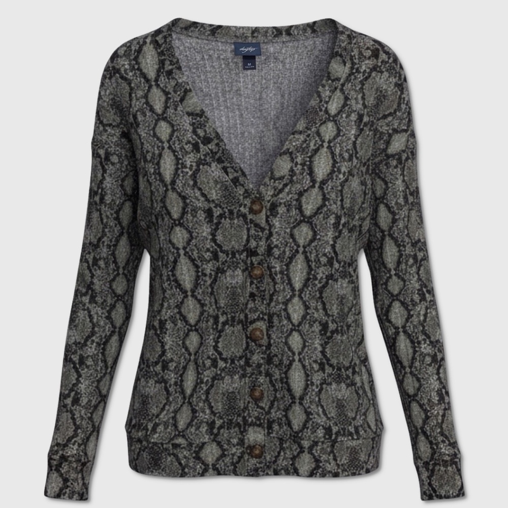Daytrip Long Sleeve Button Sweater -‎ Womens Medium Black / Multi - #48833-F9